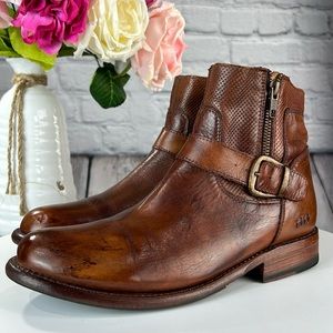 Bed Stu Brown Leather Ankle Boots with Buckle